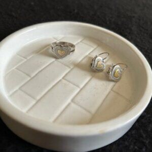 Brighton Silver Heart Ring and Earrings - Set